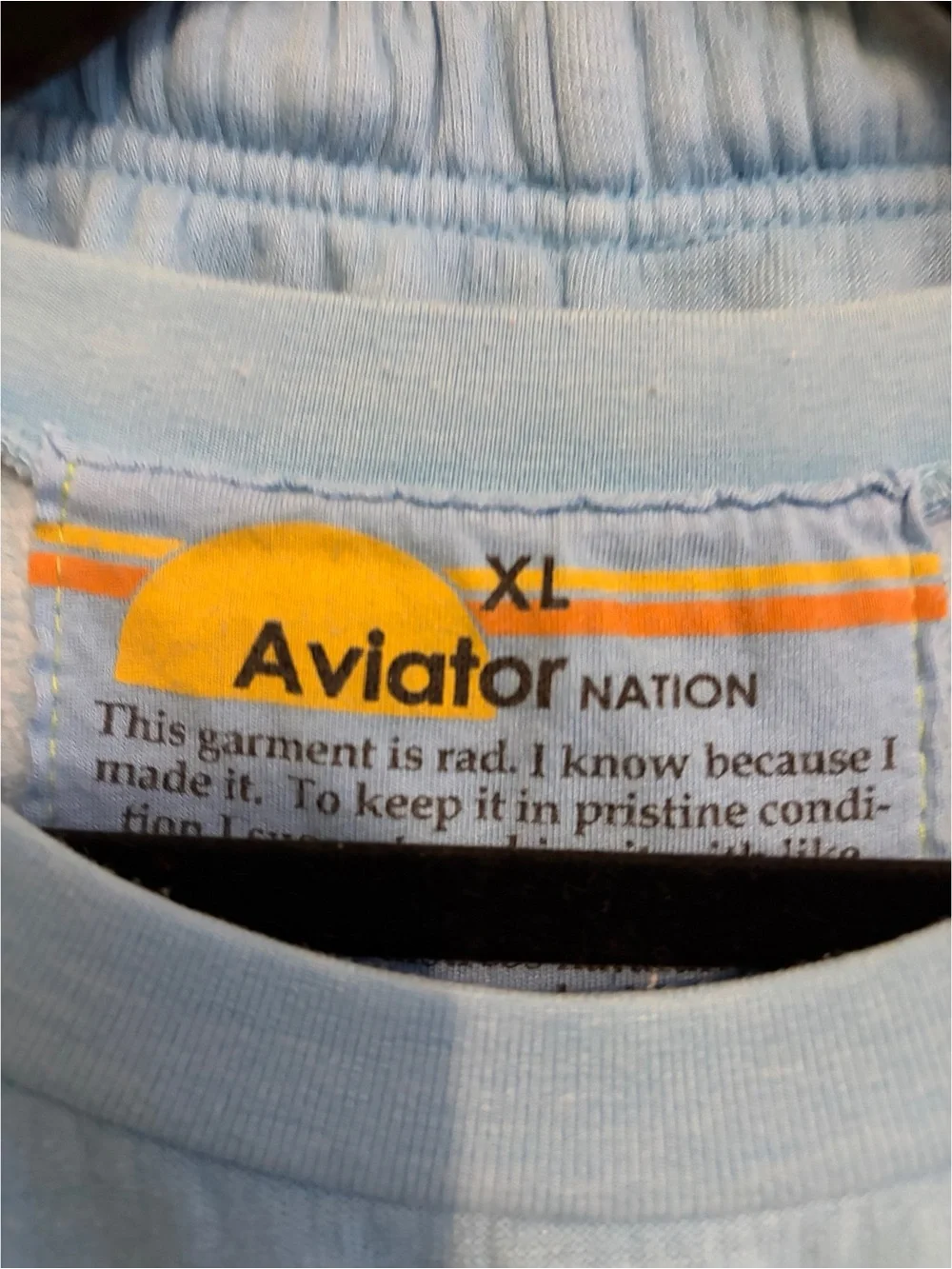 #1806 Aviator Nation RAINBOW EMBROIDERY RELAXED CREW SWEATSHIRT & Pant Set XL